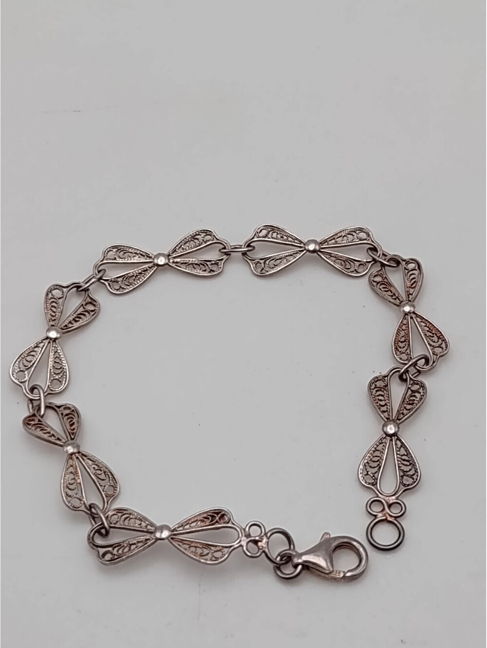 Danilo Mingardi 1044 VI 925 Italian Filigree Bow Bracelet 7"